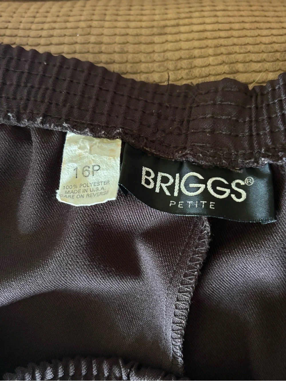 Briggs New York Brown Elastic-Waist Dress Pants